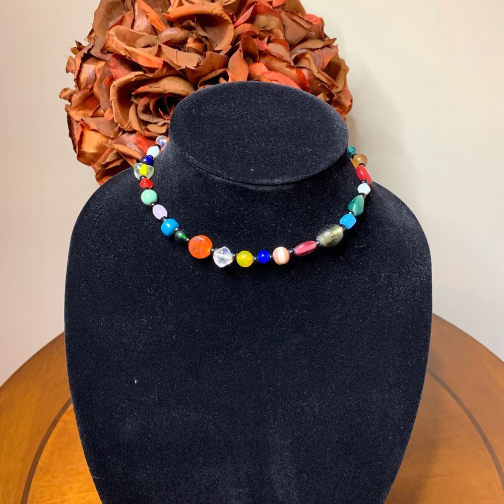 Colorful hand beaded necklace
